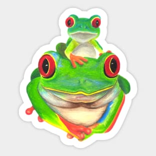 Mommy and Baby Tree Frog :: Reptiles and Amphibians Sticker